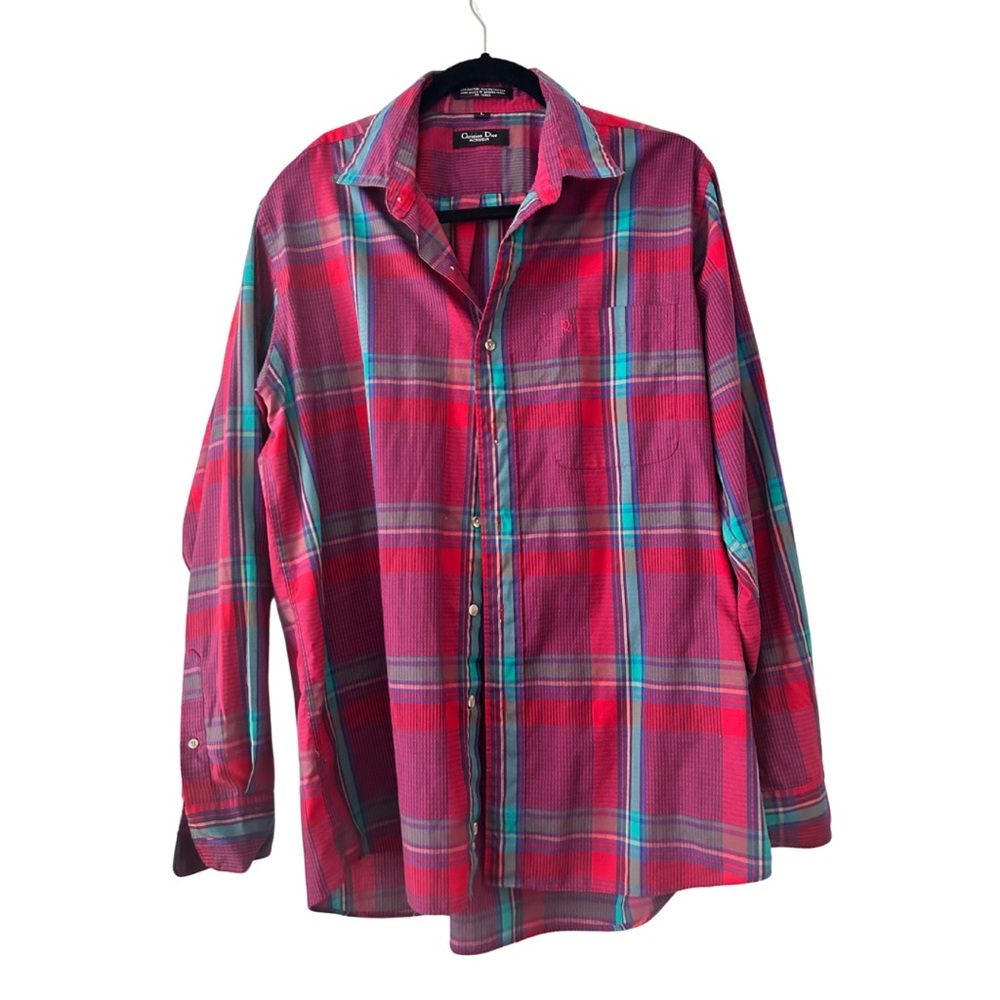 Christian Dior Plaid Button Up Blouse